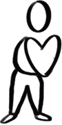 Person with a love heart icon